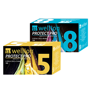 Wellion PROTECT Pro - Sichere Insulininjektion, keine Gefahr von Nadelstichverletzungen, kompatibel mit allen Insulinpens, 5mm und 8mm Box