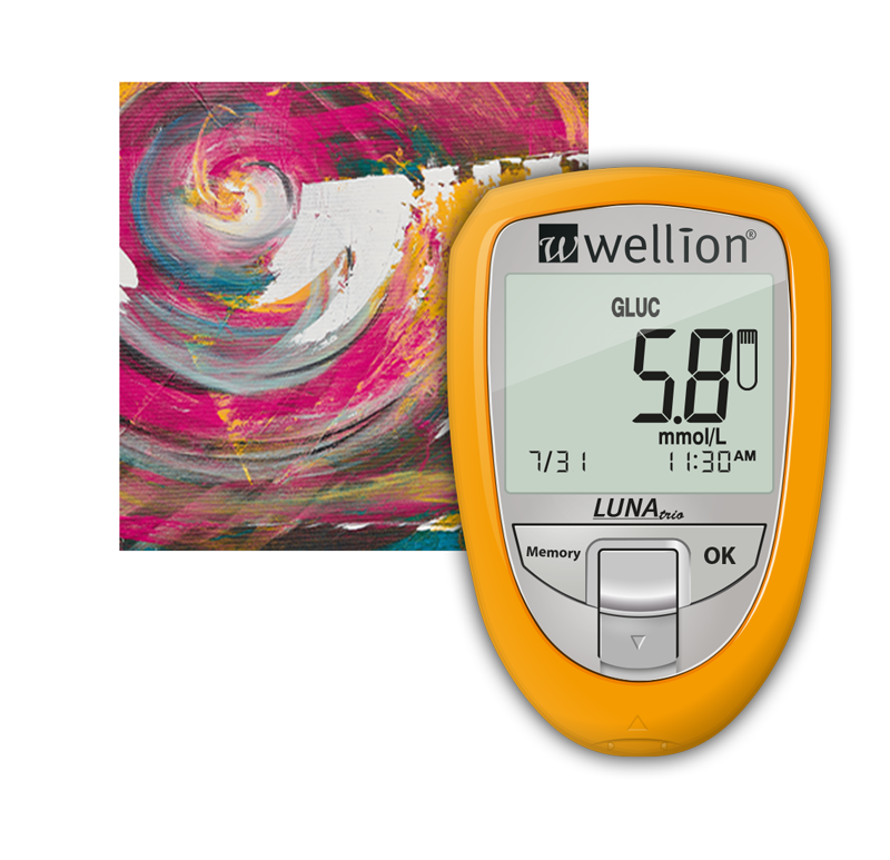 Wellion LUNA Trio Blutzuckermessgerät, 3 Werte für mich - Glukose, Cholesterin und Harnsäure