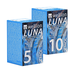 Wellion LUNA Cholesterin Teststreifen Wellion LUNA Cholesterin Teststreifen. High Tech Produkt. Besteht aus verschiedenen Schichten. AUTO CODING Technologie. Handliche Größe. Sip-in-Technologie verhindert eine Kontamination mit Blut. Für das Wellion LUNA Blutzuckermessgerät. 5 Stück und 10 Stück. Foto