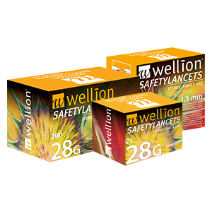 Wellion Safetylancets 28G - Ideal for vision problems, reduced fine motor skills and for the elderly. Fast and easy handling. Gentle and safe. Minimized pain due to ultra-sharp needle. Perfect for healthcare professionals, hospitals and nursing homes. Sterile and avoiding puncture injuries. Picture