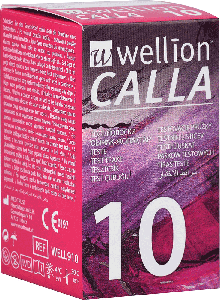 Wellion CALLA Teststreifen - 10 Stück Packung, Blutzuckermessung
